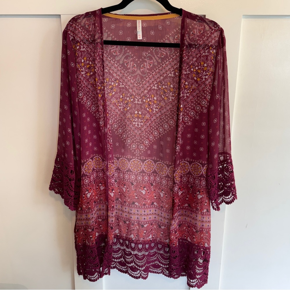 Bohemian Burgundy Kimono Cardigan